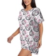 thumbnail image 2 of Naloa Poodle Dog Women's Short-Sleeved Pajama Set, Loungewear, Summer pajamas, Breathable Cozy - Large, 2 of 9
