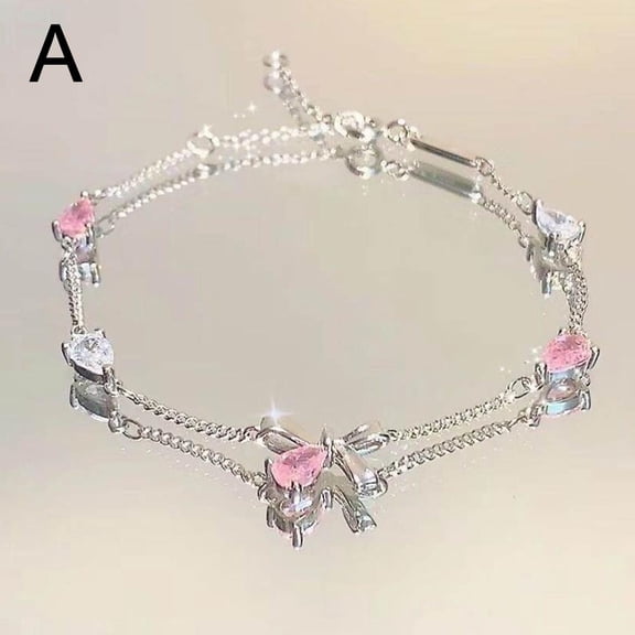 Elegant Crystal Flowers Bracelet For Women Sweet Girl Bracelet Moon Bow O2