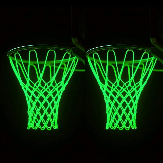 Red de baloncesto Glow in Dark, 2 unidades, nailon, 21 pulgadas, antilátigo