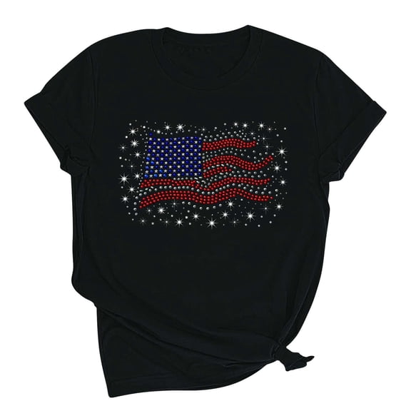 VerPetridure American Flag Stars Stripes Shirts for Women 4th of July Patriotic Shirt Cute Graphic Blouse USA Flag Tops Summer Tee