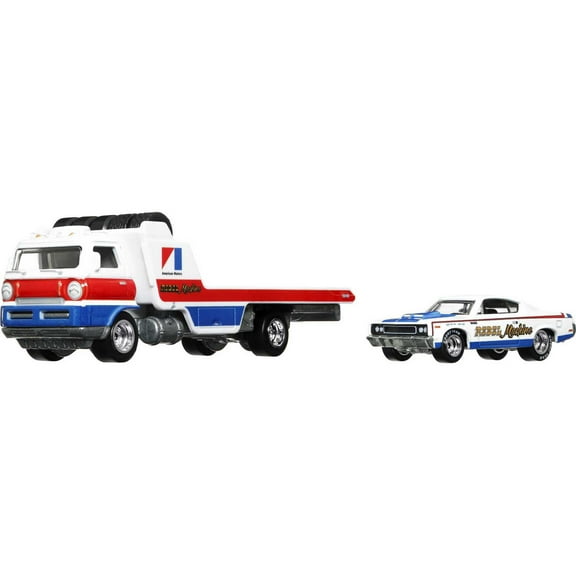 Hot Wheels Team Transport Truck & Race Car, Gift for Racing Collectors