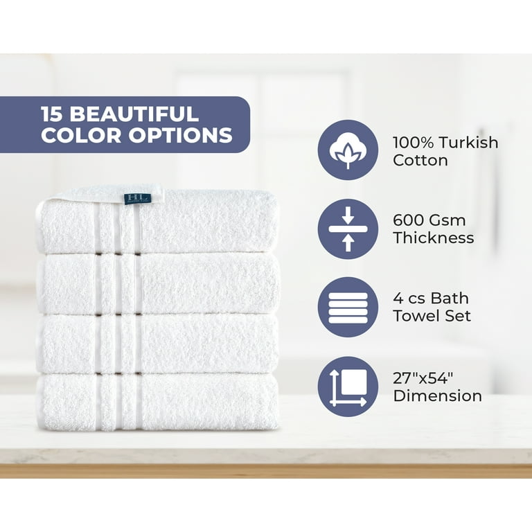 4 Pieces Wealuxe Bath Towels - 27x52 inch - White