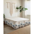 thumbnail image 2 of Blue Broccoli Bed Skirt King Size 16" Drop Rustic Farmhouse Floral Retro Brown Plant Ruffled Wrap Around Bed Skirts Adjustable Elastic Bedskirt Dust Ruffle for King Size Bed, 2 of 7