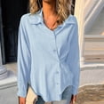 thumbnail image 2 of Women's Long Cardigan Button Shirt Strap Lapel Flared Sleeve Top Fashion Women Casual Lapel Long Sleeve Solid Color Shirt Top Single-Breasted Cardigan Blouse Turndown Collar Long Sleeve, 2 of 6