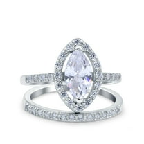 Art Deco Wedding Engagement Bridal Ring Simulated CZ  925 Sterling Silver