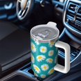 thumbnail image 6 of 40oz Tumbler with Handle and Straw, Vacuum Insulated Stainless Steel Travel Mug, Fits Car Cup Holder, Daisy Floral Print, 6 of 6