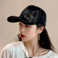 thumbnail image 2 of HARMTTY Women Hat Butterflies Ponytail Hole Hip Hop Embroidery Extended Brim Peaked Hat Female Headwear, 2 of 8