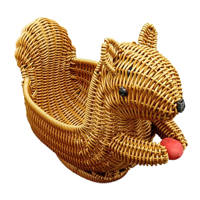 EeaseMX Cesta creativa con forma de animal, cesta de ratán sintético, adorable frutero, adorable panera, plato duradero para aperitivos, ideal para fiestas en casa, salas de estar y tiendas (talla L)