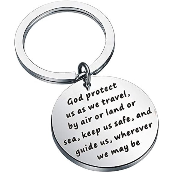 Traveler's Prayer Travel Protection Key Ring Travel Gifts God Protect Us As We Travel Safe Travels Keychain