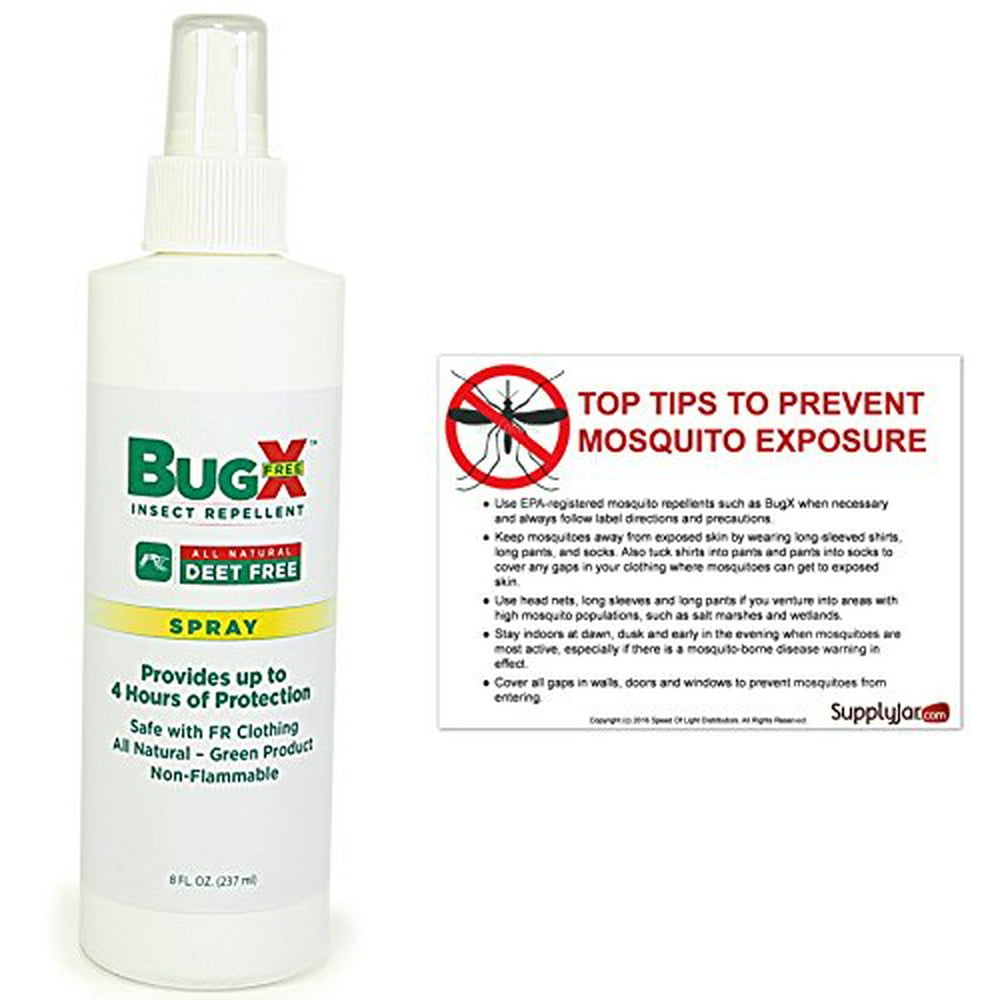 Bug X DEET FREE Natural Insect Repellent Spray 8oz Pump Spray Bottle NO