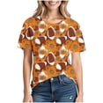 thumbnail image 2 of Womens Tops Rugby Printed Short Sleeved Round Neck Casual T-shirt Orange XXXXXL, 2 of 7