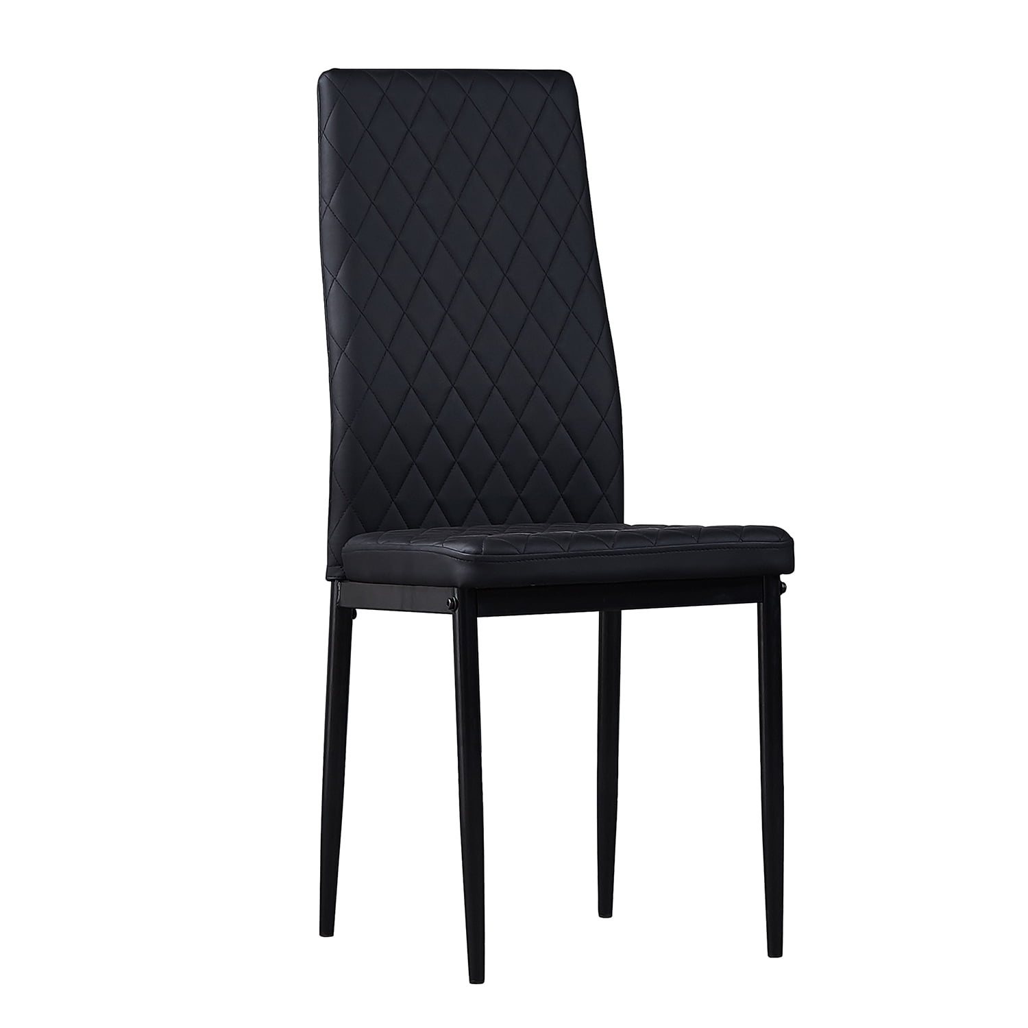 Kadyn Dining Chair Set of 4, Modern Leather Seat Kitchen Chairs, High Back Dining Side Chairs with Metal Legs for Living Room, Black Kadyn Dining Chair Set of 4, Modern Leather Seat Kitchen Chairs, High Back Dining Side Chairs with Metal Legs for Living Room, Black