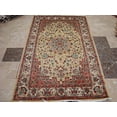 thumbnail image 1 of AHMEDANI Awesome Cream Floral Medallion Area Rug Hand Knotted Silk Wool Carpet (6 x 4)', 1 of 9