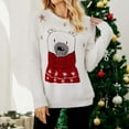 thumbnail image 4 of Chandail de Noël pour Femmes Mignon Imprimé Graphique Tricoté Doux Chandail en Molleton Moelleux Chaud Mi-Long Manteau Col Rond Cardigan Mode, 4 of 7