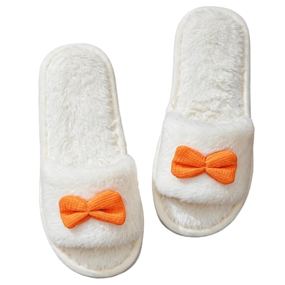 Wensltd Women Slippers Open Toe Single Band Fuzzy Lightweight Flat Sole Comfort Indoor House Daily Shoes