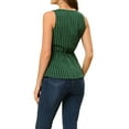 thumbnail image 4 of INSPIRE CHIC Women's Summer Tops Sleeveless V Neckline Wrap Tie Waist Tops M Dark Green, 4 of 7