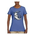 thumbnail image 2 of Wild Bobby Crescent Moon Astrology Puff Print Fashion Womens Graphic Tee, Light Blue, Large, 2 of 6