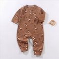 thumbnail image 2 of CAUYDY Newborn Girl Sleepers Baby Long Sleeved Pajamas for Boy Infant Comfy Clothes Fall Winter Preemie Jumpsuit 6 9 12 18 Months Sizes 12-18 Months,Brown, 2 of 7