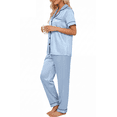 thumbnail image 3 of UVN Pajamas Sets for Women Short Sleeve Button Down Tops And Pants Sleepwear Soft Silk Satin Pjs Loungewear 2 Piece Outfit, 3 of 8