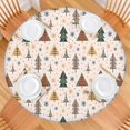 thumbnail image 2 of Multicolor Christmas Tree Pattern Round Fitted Tablecloth with Elastic Edge,Dining Table Cover Waterproof,Outdoor Round Tablecloth for Camping,Dining,Indoor and Outdoor, 2 of 7
