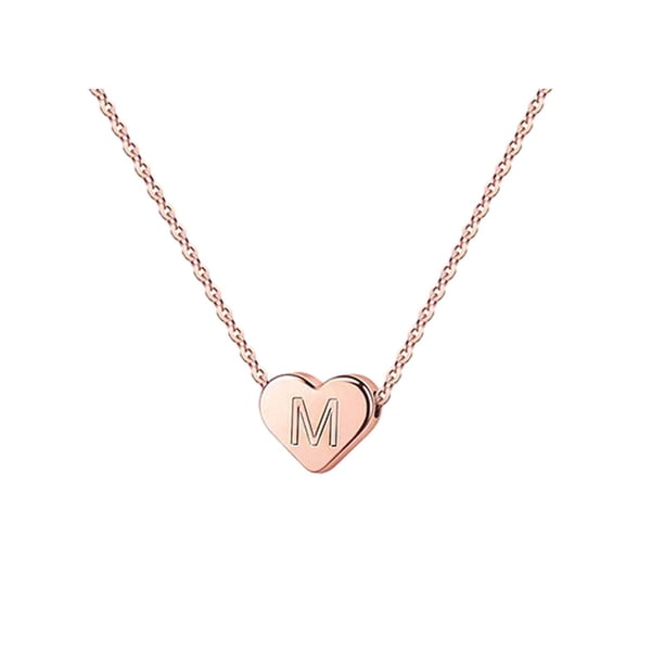 26 Initial Heart Shape Alphabet Collar para Mujeres Collares de Acero Inoxidable para Mujeres A Z 26 Alphabet Initial Collares de Oro Rosa para Mujeres Niñas