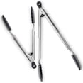 thumbnail image 1 of New DI ORO 2-Piece Kitchen Tongs Set (9-Inch and 12-Inch) – Stainless Steel with Non-Stick 480F Heat-Resistant Silicone Tips – Great Tool for Cooking, Serving, and Barbecuing - Dishwasher Safe (Black), 1 of 4