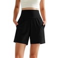 thumbnail image 2 of IUYRTFE Women High Waist Yoga Shorts with Pockets Stretch Elastic Waist Workout Bottoms for Gym Running, 2 of 6