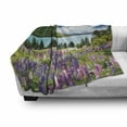 thumbnail image 3 of Nature Soft Flannel Fleece Blanket, Floral Mountain Meadow Valley by Lake with Blossom Petals Inspiration Picture, Cozy Plush for Indoor and Outdoor Use, 50" x 70", Purple Fern Green, by Ambesonne, 3 of 6