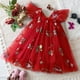 thumbnail image 4 of Ropa navideña para niños pequeños, vestidos de tul para niñas pequeñas, sin mangas, con volantes, bordado, vestido de tutú con flores, vestido de cumpleaños de princesa, 4 of 5