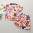 thumbnail image 5 of Cethrio Kids Girls Pajamas Sets, Comfy Button Down Short Sleeve 2 Piece Kids Sleepwear Orange Size 3-4 T, 5 of 9