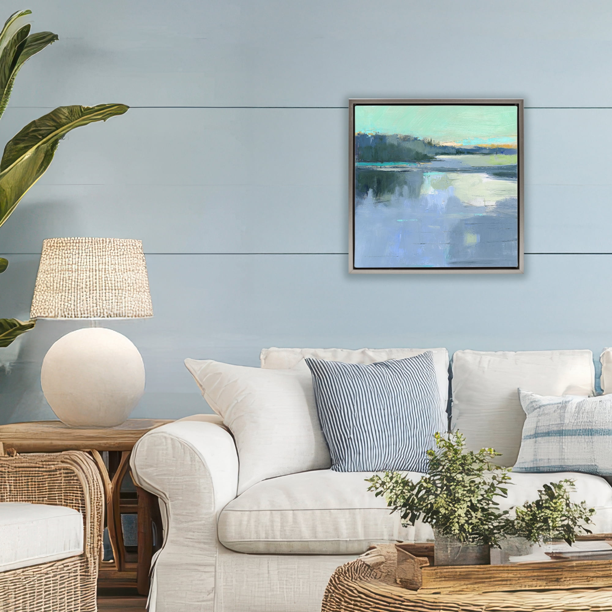 Stupell Industries Brave Boat Harbor Gray Framed Floater Canvas Wall Art, design by Kathleen Robbins