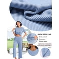 thumbnail image 5 of Ekouaer Lounge Sets for Women 2 Piece Matching Travel Outfits 2026 Loose Short Sleeve Top Wide Leg Pants Pockets, 5 of 6