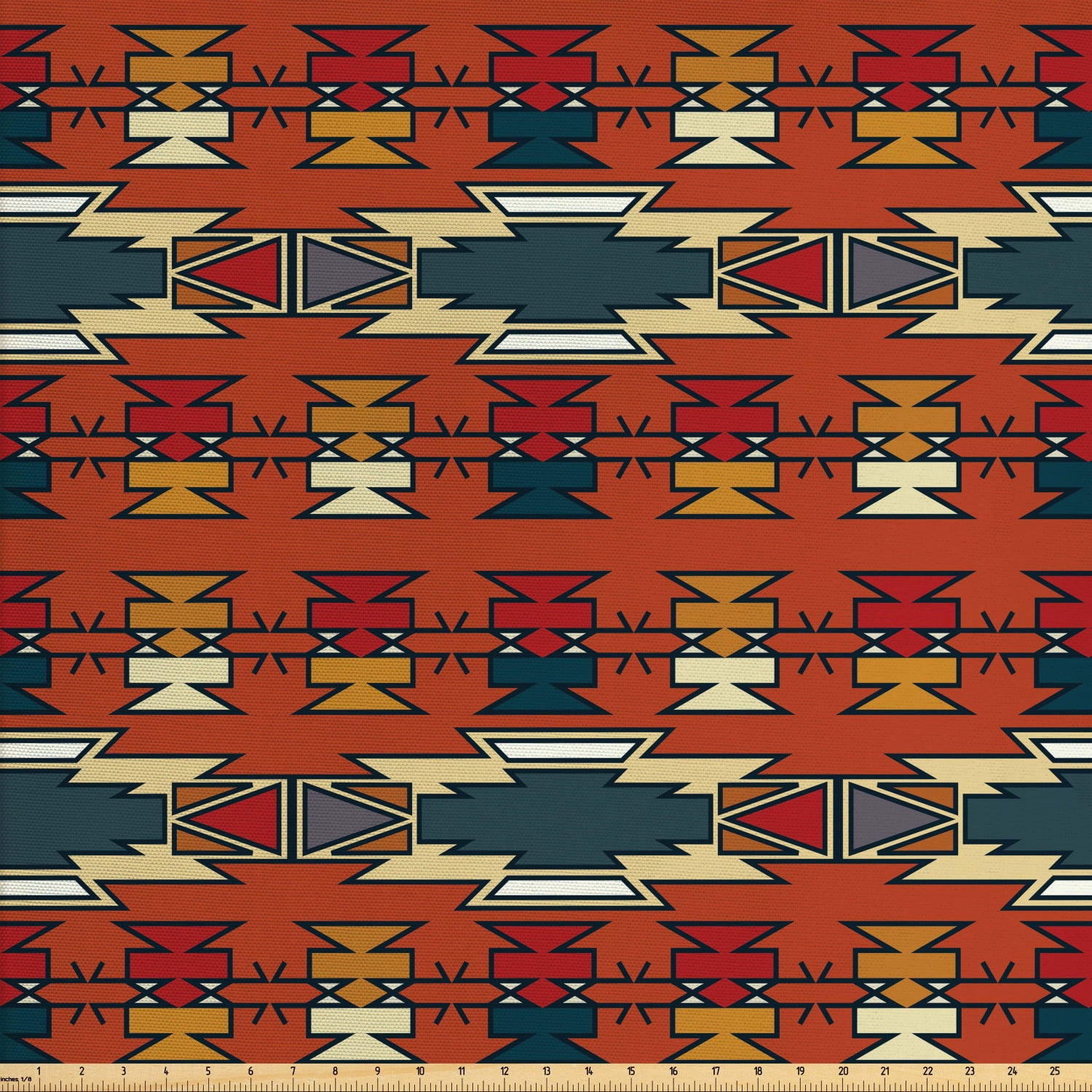 Ethnic Fabric by The Yard, Geometric Boho Pattern with Culture Abstract