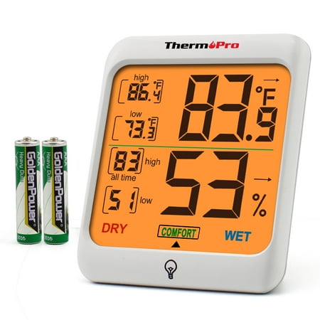 ThermoPro TP53 Indoor Thermometer Humidity Monitor Indicator Digital Room Temperature and Humidity Monitor with Touch Backlight Hygrometer (Best Temperature For Room)