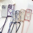 thumbnail image 2 of Luxury Phone Charm Strap For Magsafe Magnetic Case For iPhone 15 14 13 12 11 Pro Max 15 Plus Wireless Charging Cover Hange Rope Red For iPhone 12 ProMax, 2 of 6