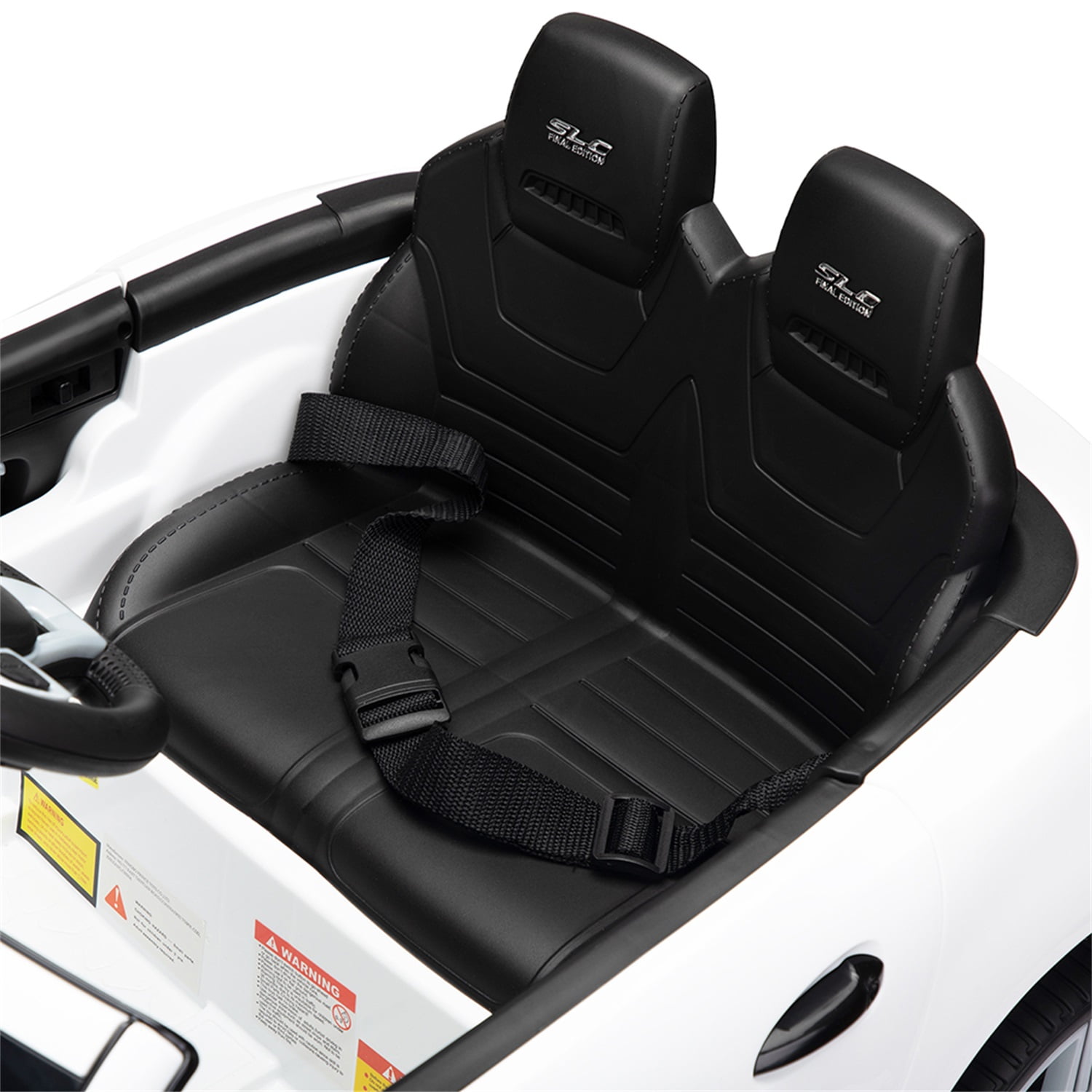 CIPACHO Licensed Benz, 12V Electric Kids Ride On Car for Ages 3-6, LED Head Lights, Safe Belt, Double Doors, 2 Speeds, White