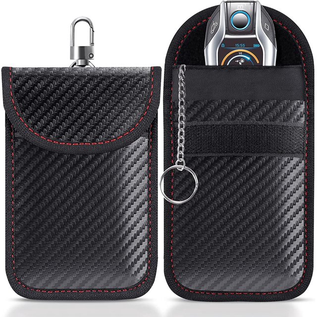 Bolsa Faraday para llaves de coche, paquete de 2 bolsas Faraday - Bolsa bloqueadora de señal de llave de coche - Funda para llave de coche de entrada sin llave