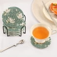 thumbnail image 7 of Watercolor Magnolias 4in Bar Coasters Set of 6 with Storage Rack Durable Heat Resistant, 7 of 7
