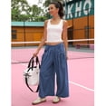 thumbnail image 2 of Lentta Womens Loose Wide Leg Track Pants Drawstring Pockets Elastic Waist Capri Hiking Pants, 2 of 7