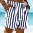 thumbnail image 5 of Migroa Mens Mid Waist Stripe Shorts Formal Casual Breathable Summer Bottoms Lightweight Holiday Beach Shorts with Pockets Blue L, 5 of 6