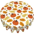 thumbnail image 2 of Nappe Ronde d'Automne 70 Pouces Orange Brûlé Feuilles de Citrouille Nappe Feuilles d'Automne Récolte Action de Grâce Couvre-Table Polyester Nappes Intérieures Extérieures pour Cuisine Salle à Manger Fête, 2 of 6