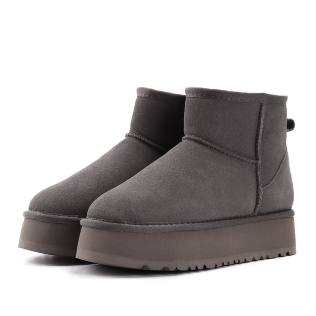 Botas de nieve para mujer, botas de invierno de suela gruesa de algodón, botas de piel de algodón