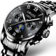 thumbnail image 1 of Relojes para hombre, reloj de cuarzo de negocios con calendario doble resistente al agua y correa de acero macizo, 1 of 4