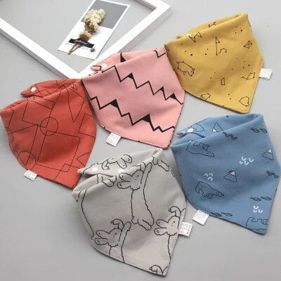 5Pcs/Set Baby Bibs Triangle Double Cotton Bandana Bibs Baby Boys Girls Babador Feeding Smock Infant Burp Cloth Baby Saliva Towel 3 One Size