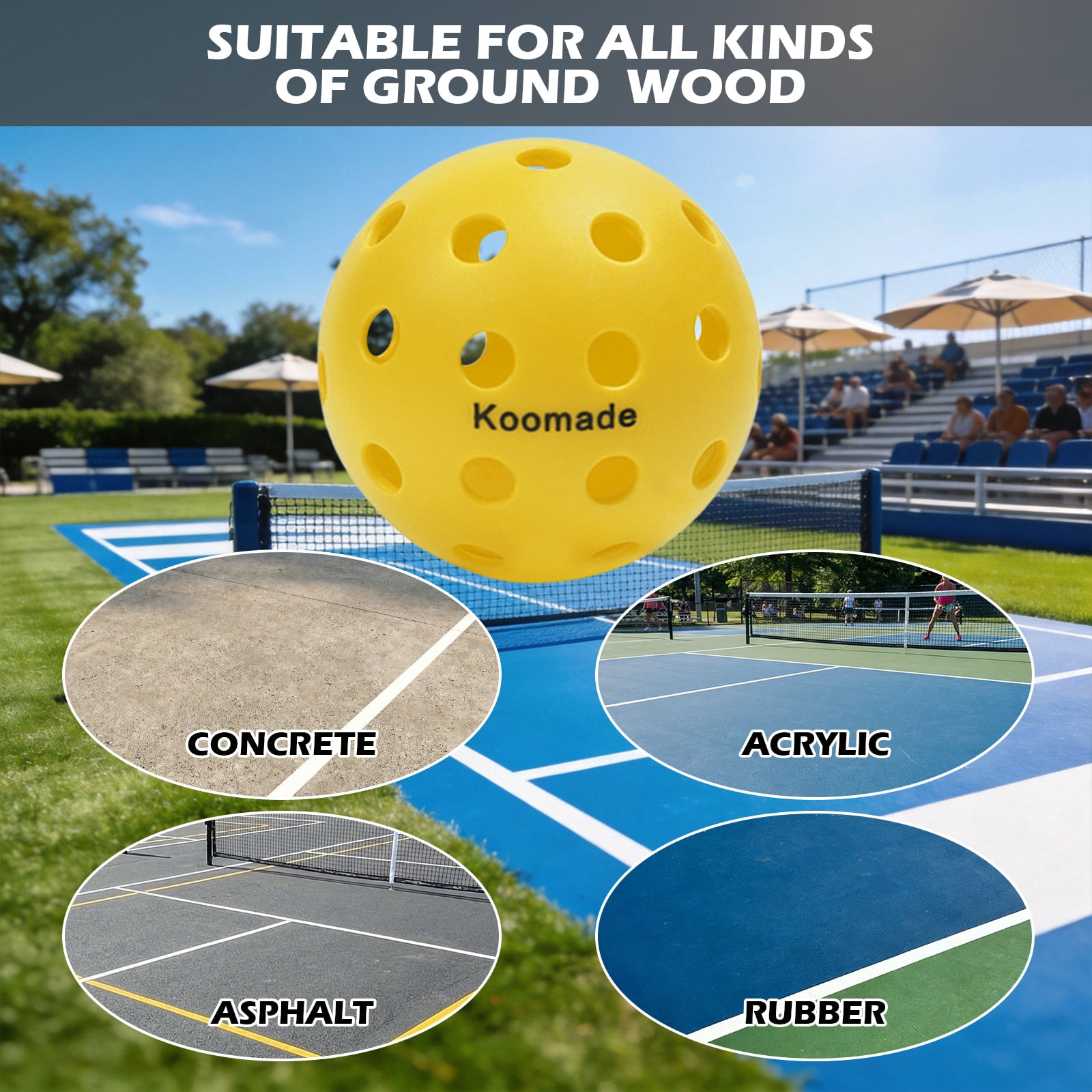 Koomade 8 Pack Pickleball Balls 40 Holes Indoor/Outdoor 6 Pack Yellow+2 Pack Red