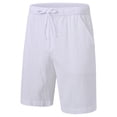 thumbnail image 5 of QPNGRP Men's Linen Shorts Casual Elastic Waist Drawstring Summer Beach Vacation Yoga Shorts with Pockets White S, 5 of 9