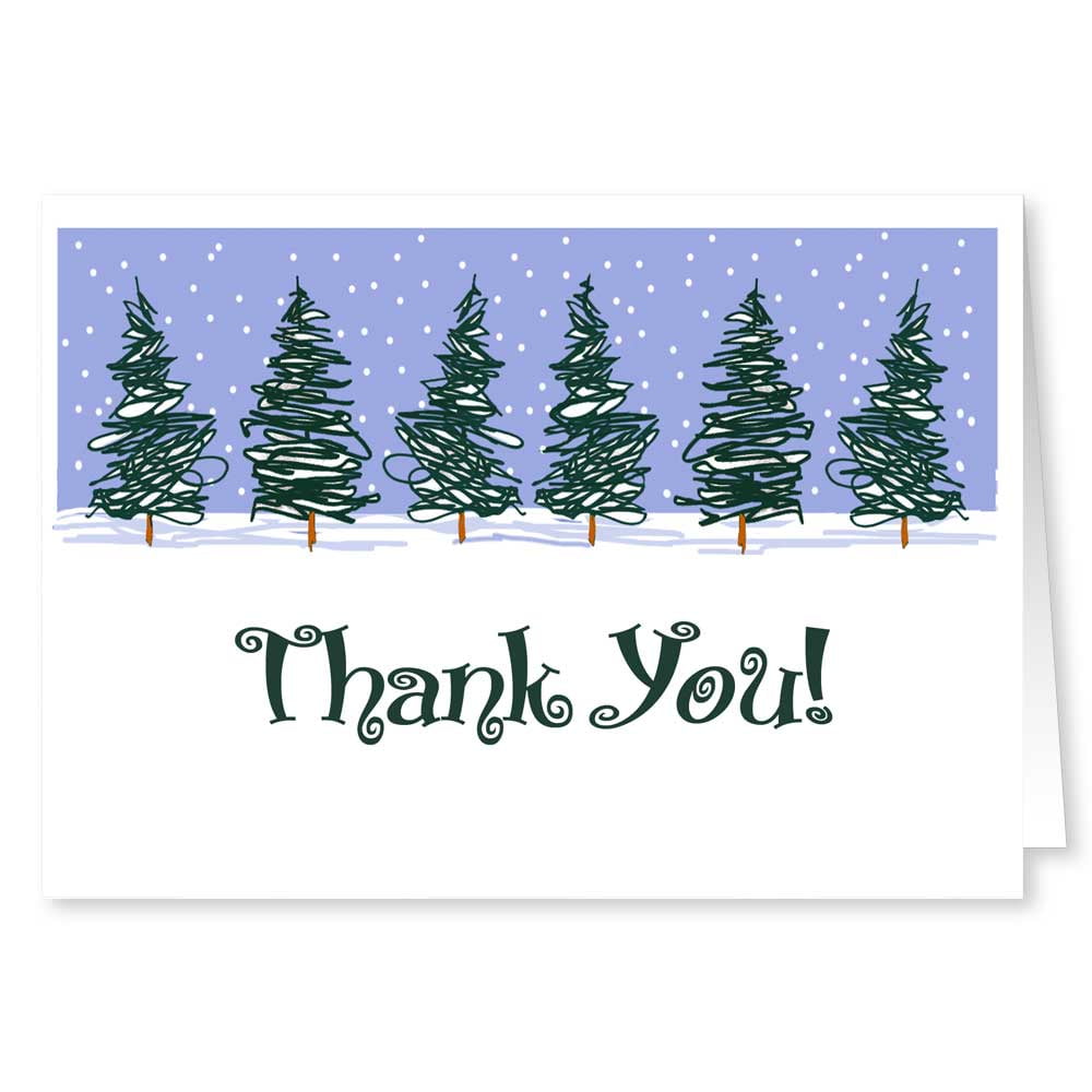 Winter Pine Trees Thank You Note Cards 10 Count Boxed Set Note Cards