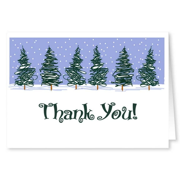 Winter Pine Trees Thank You Note Cards - 10 Count Boxed Set Note Cards
