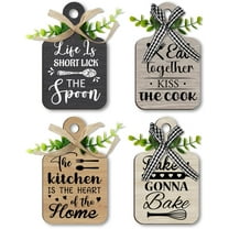 4pcs Kitchen Wooden Hanging Signs Wall Decor Wood Sign Kitchen Wall Decor Hanging Plaques Farmhouse Eat Sign Wood Bar Sign for Home Kitchen Dining Living Room Bar Cafe Art Decor DIY