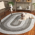 thumbnail image 5 of SAFAVIEH Braided Kent Geometric Machine Washable Reversible Area Rug, Ivory/Black, 5' x 8' Oval, 5 of 19